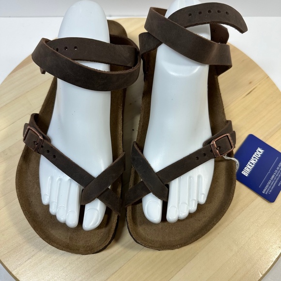 BIRKENSTOCK Yara Ankle Strap Sandals Habana Brown Leather size EU 40 US 9 New - Picture 6 of 10